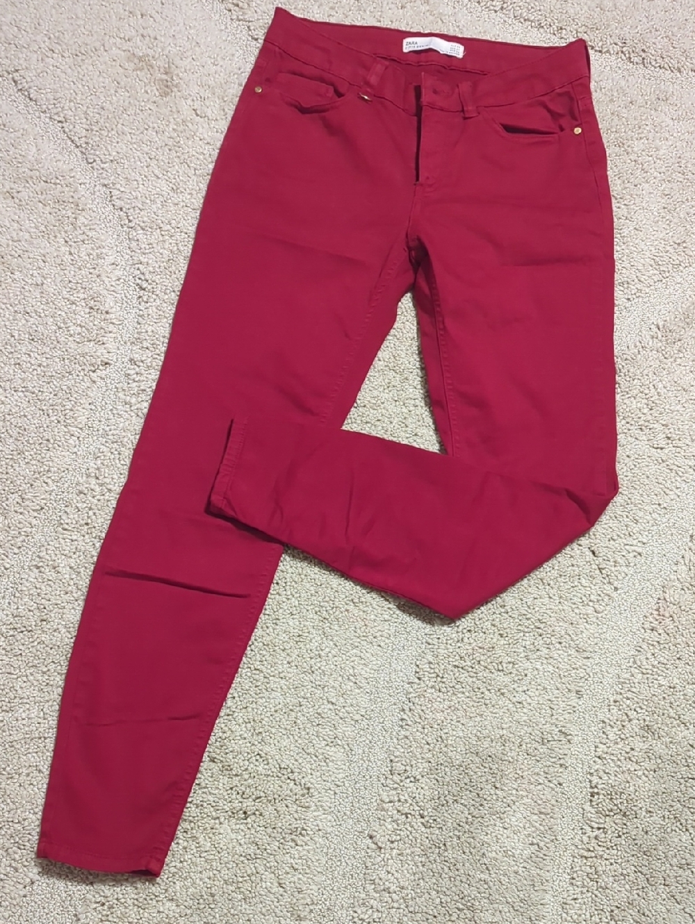 Zara Raspberry Slim-Fit Ankle Pants